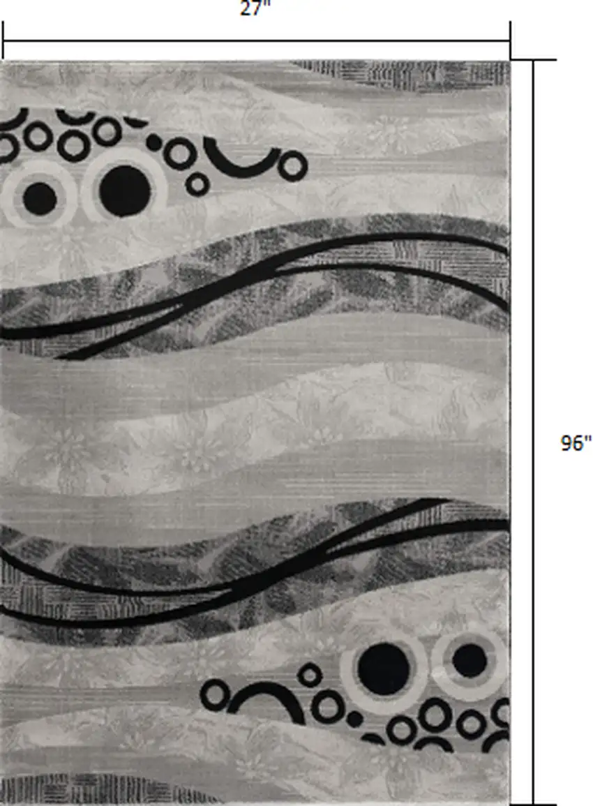 8' Grey Abstract Power Loom Runner Rug Photo 7