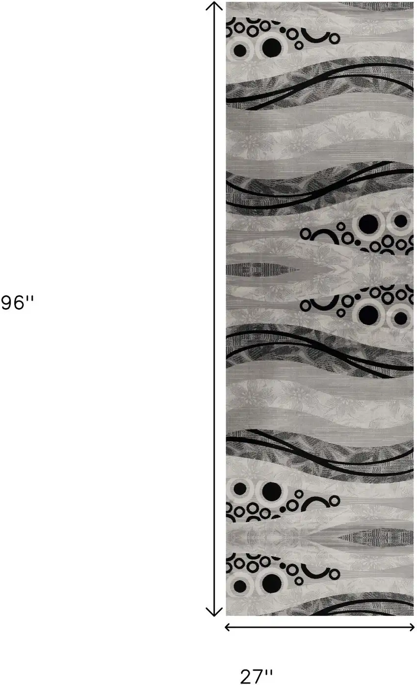 8' Grey Abstract Power Loom Runner Rug Photo 9