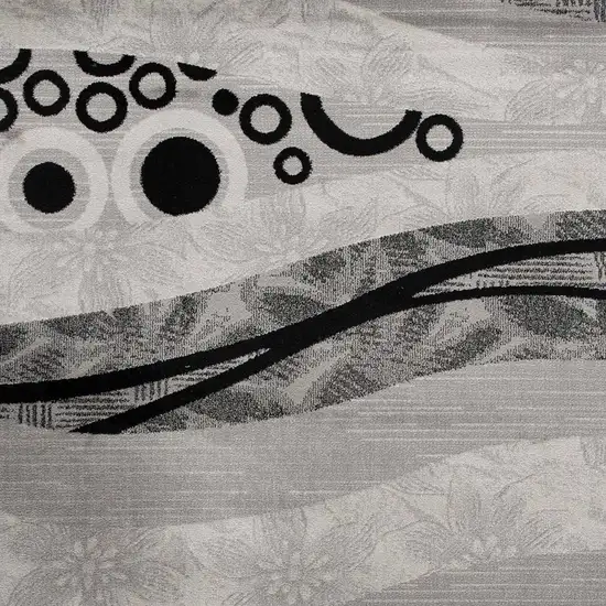 8' Grey Abstract Power Loom Runner Rug Photo 7