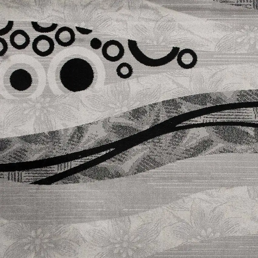 8' Grey Abstract Power Loom Runner Rug Photo 7