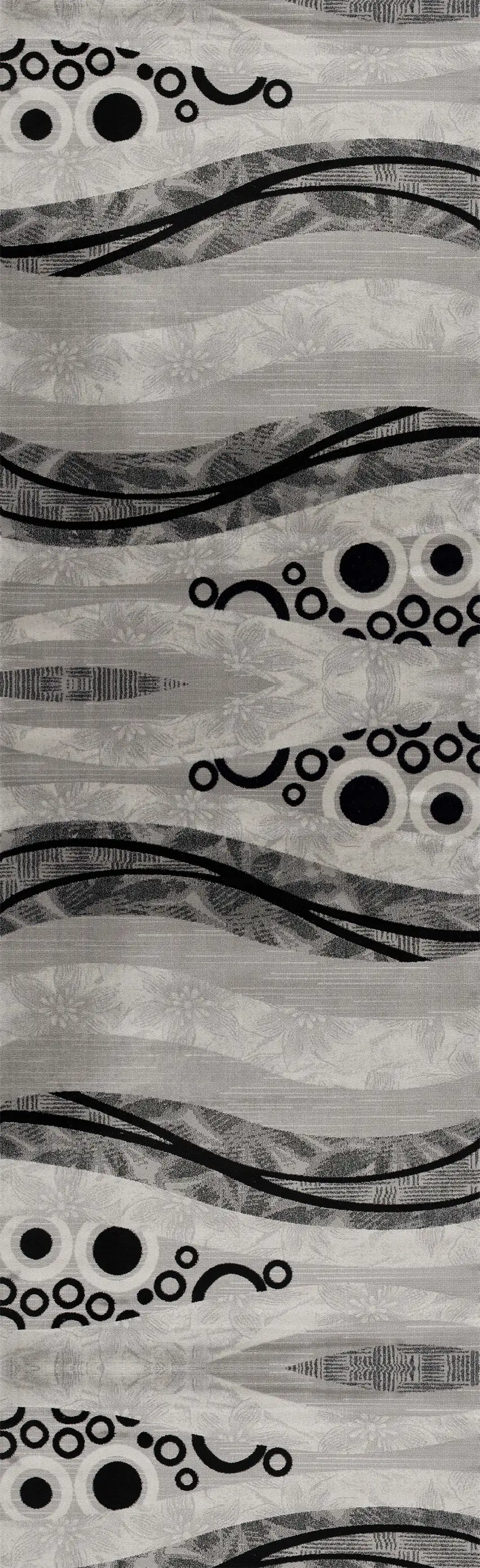 8' Grey Abstract Power Loom Runner Rug Photo 1