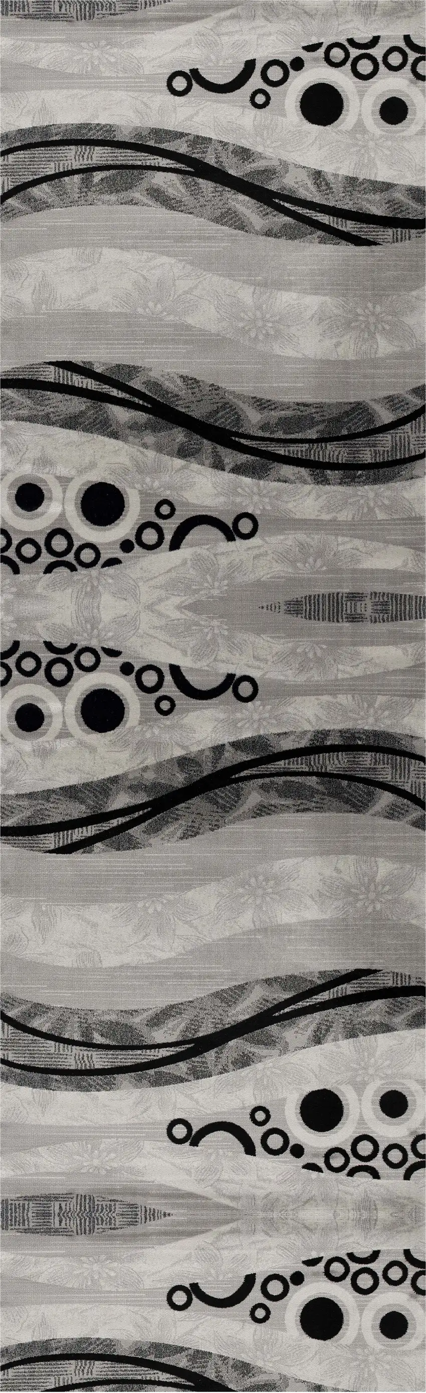 8' Grey Abstract Power Loom Runner Rug Photo 4