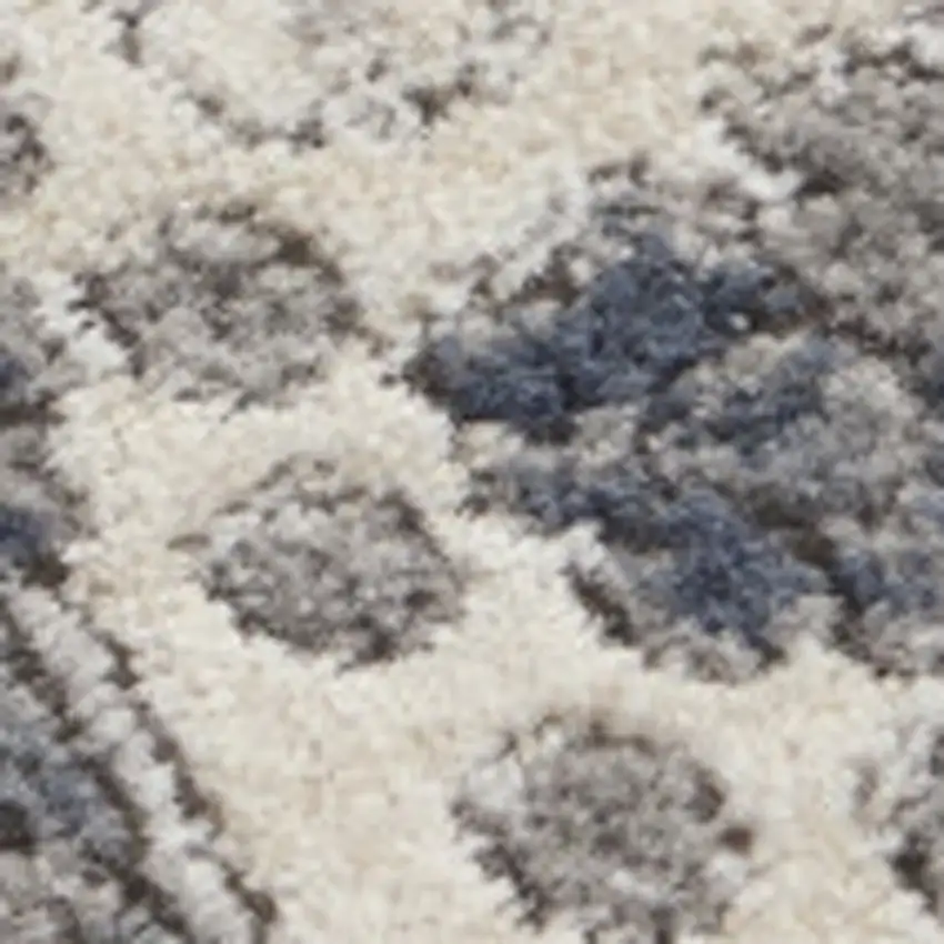 4' Grey And Ivory Round Oriental Power Loom Non Skid Area Rug Photo 4