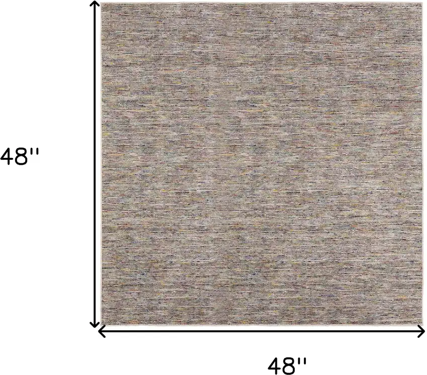 4' Grey Blue And Yellow Square Wool Hand Loomed Handmade Area Rug Photo 4