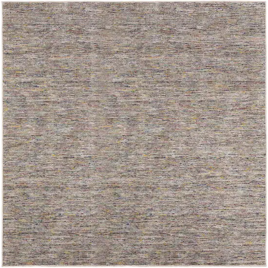 4' Grey Blue And Yellow Square Wool Hand Loomed Handmade Area Rug Photo 1