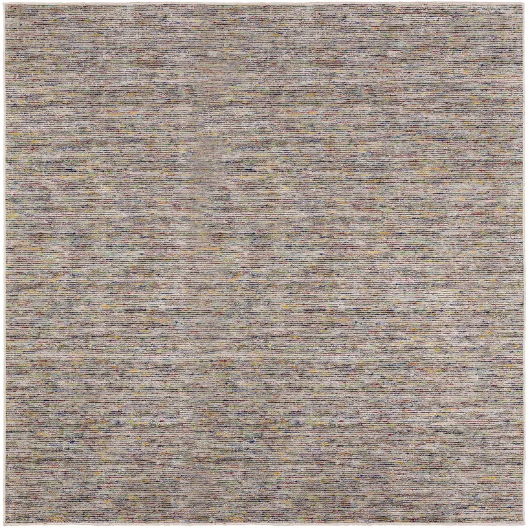 4' Grey Blue And Yellow Square Wool Hand Loomed Handmade Area Rug Photo 1