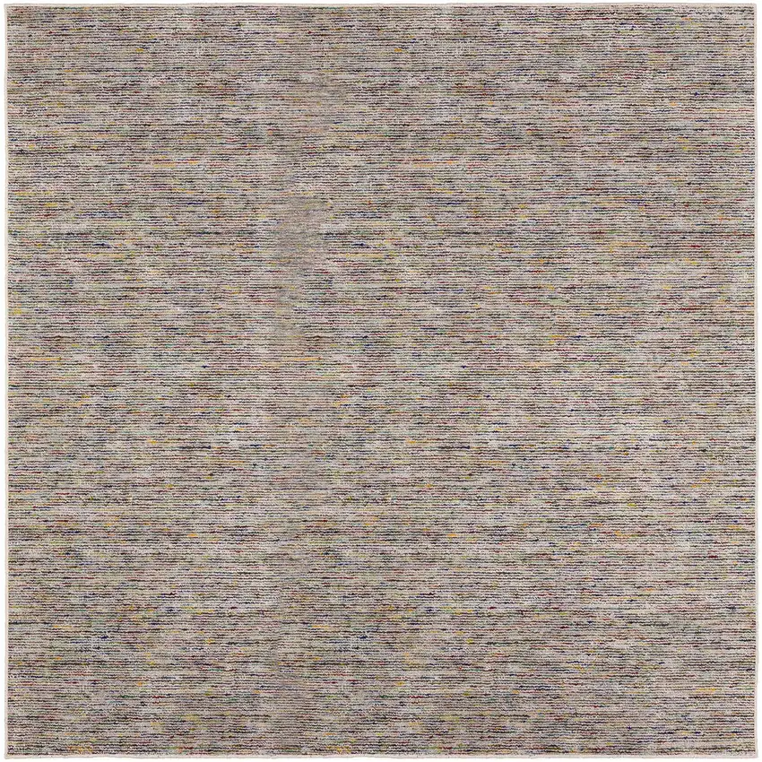 4' Grey Blue And Yellow Square Wool Hand Loomed Handmade Area Rug Photo 1
