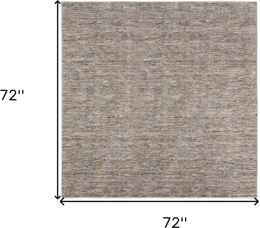6' Grey Blue And Yellow Square Wool Hand Loomed Handmade Area Rug Photo 4