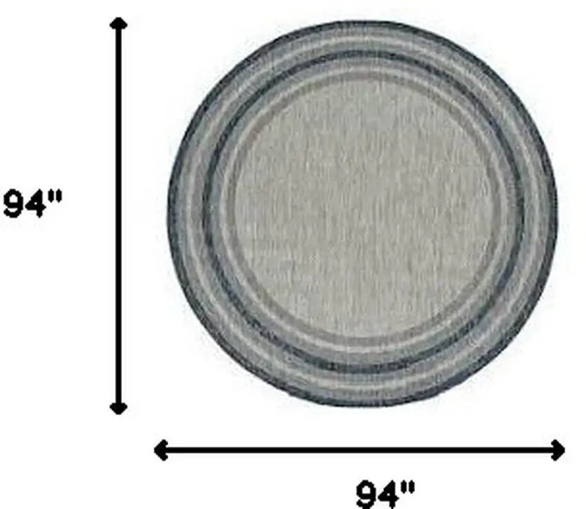 8' Grey Denim Machine Woven Uv Treated Bordered Indoor Outdoor Round Area Rug Photo 3
