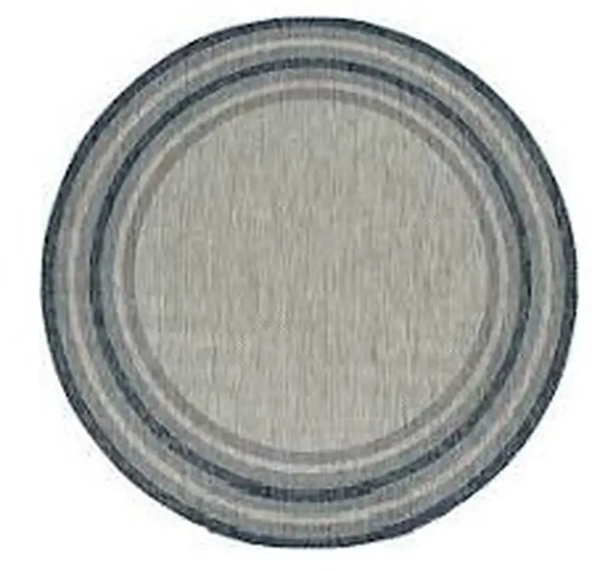 8' Grey Denim Machine Woven Uv Treated Bordered Indoor Outdoor Round Area Rug Photo 1