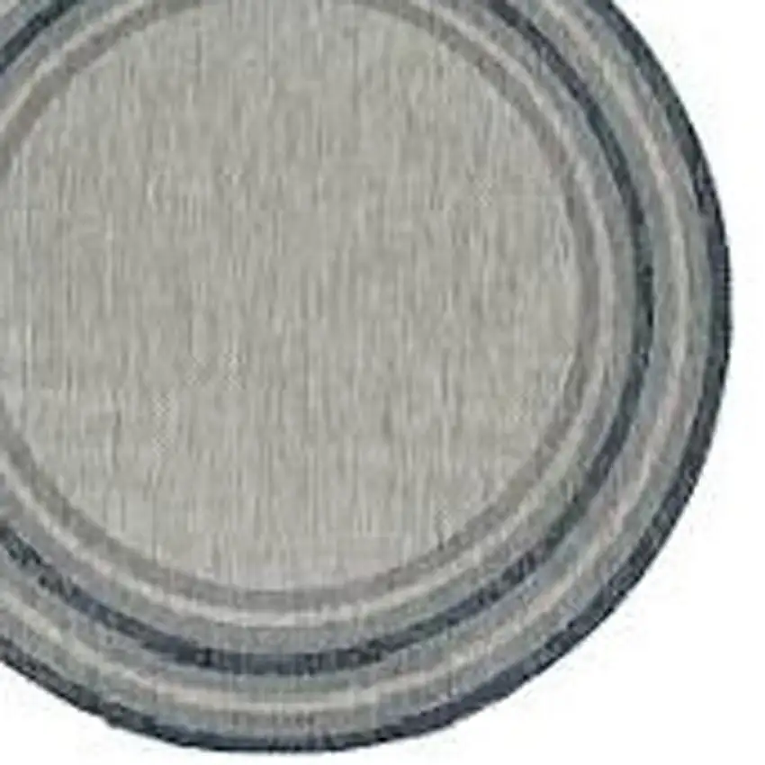 8' Blue And Gray Round Striped Indoor Outdoor Area Rug Photo 2