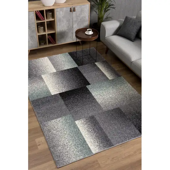 5' Grey Round Abstract Area Rug Photo 5