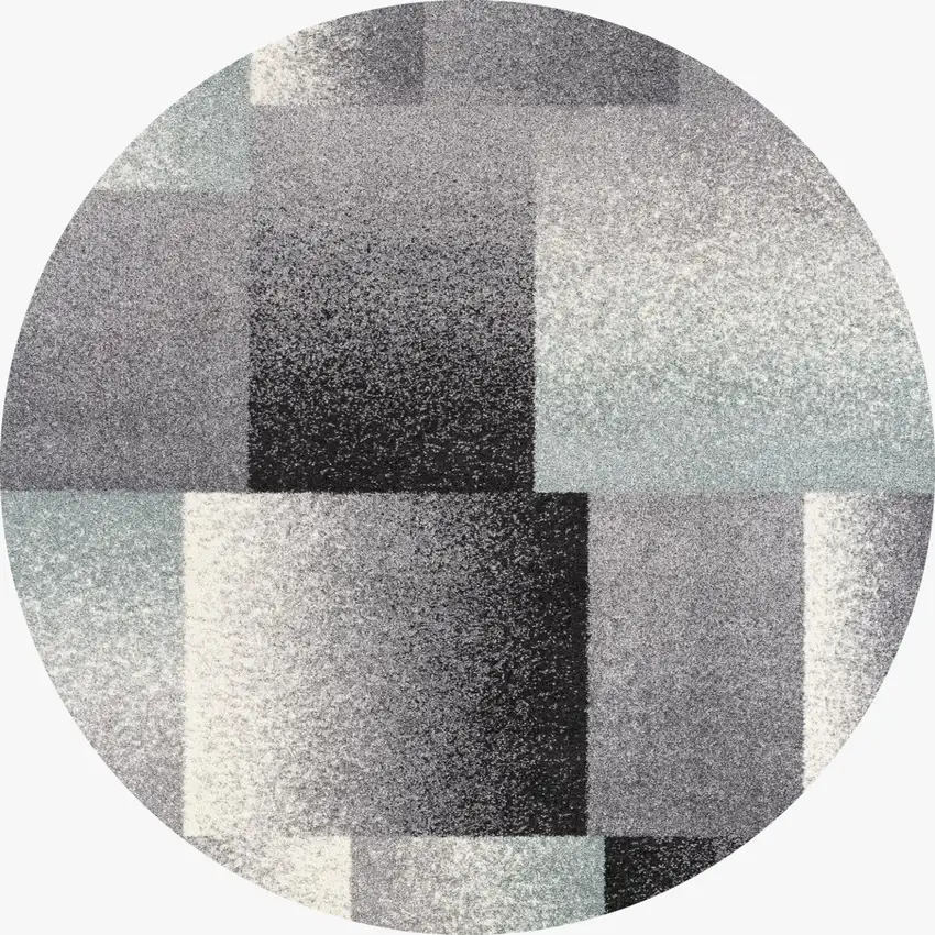 5' Grey Round Abstract Area Rug Photo 2