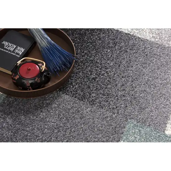 5' Grey Round Abstract Area Rug Photo 7