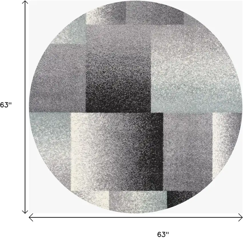 5' Grey Round Abstract Area Rug Photo 3