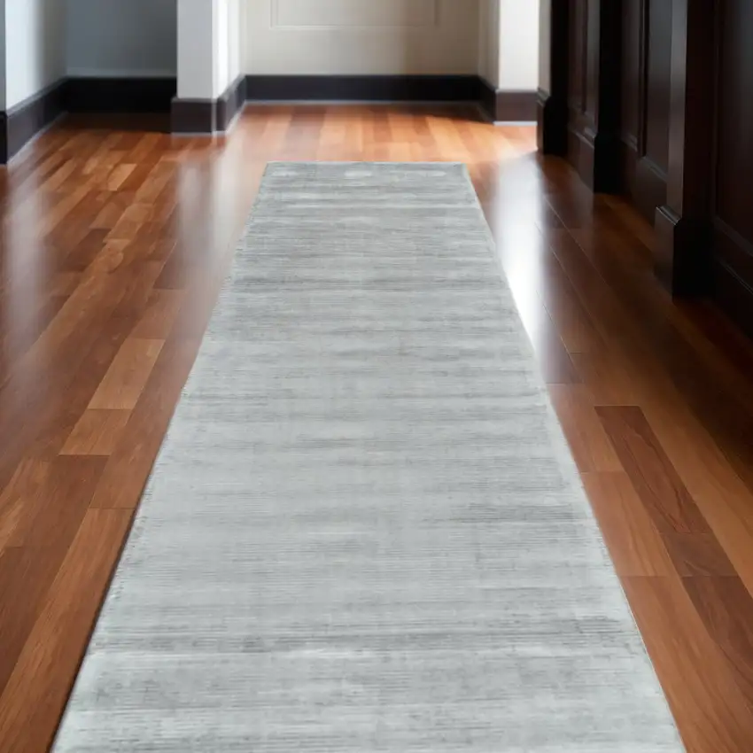 10' Gray Hand Woven Runner Rug Photo 1