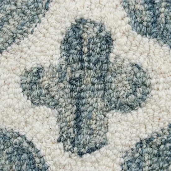 7' Indigo And Blue Wool Floral Hand Tufted Runner Rug Photo 6