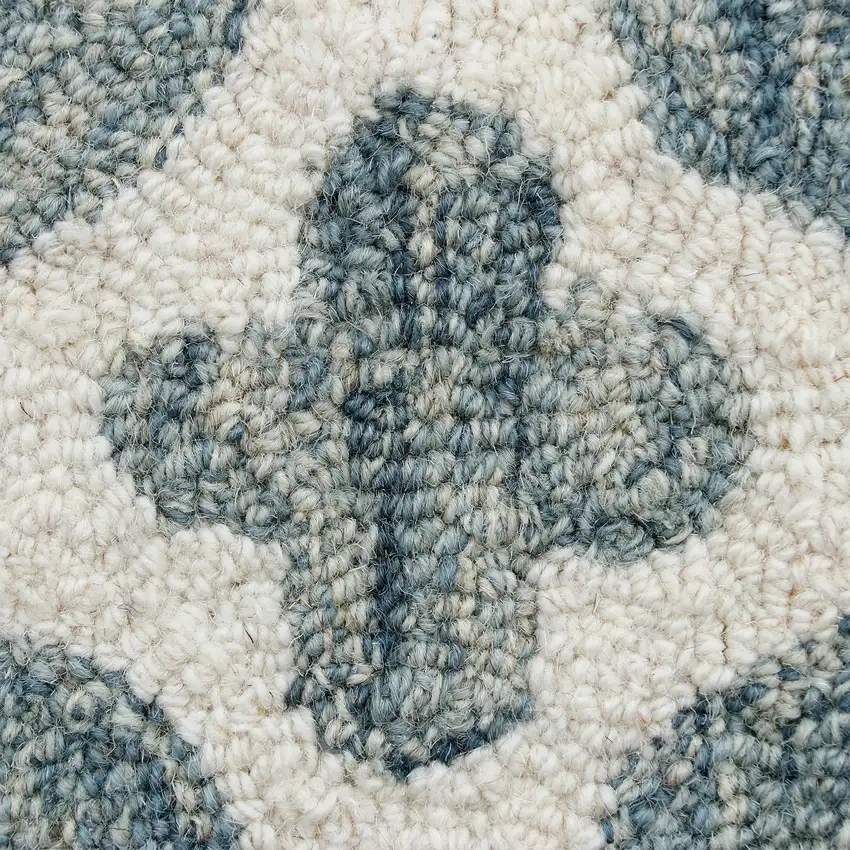 7' Indigo And Blue Wool Floral Hand Tufted Runner Rug Photo 6