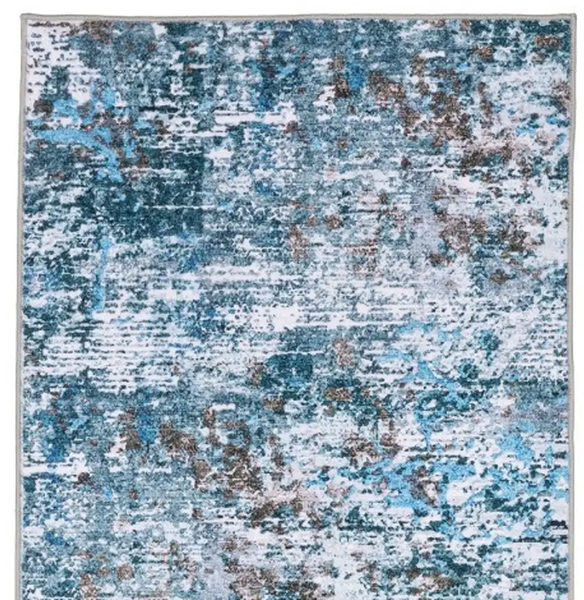 8' Ivory Abstract Distressed Runner Rug Photo 5