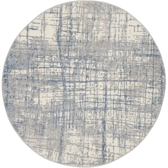 4' Ivory Abstract Power Loom Round Rug Photo 2