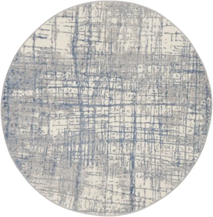 4' Ivory Abstract Power Loom Round Rug Photo 2