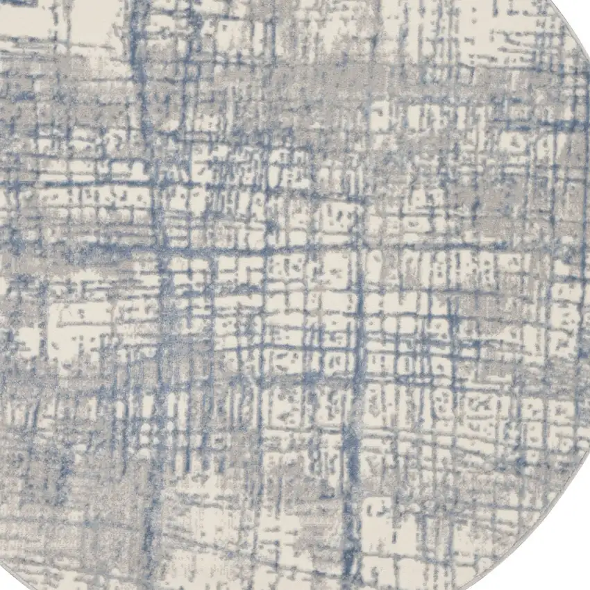 4' Ivory Abstract Power Loom Round Rug Photo 7