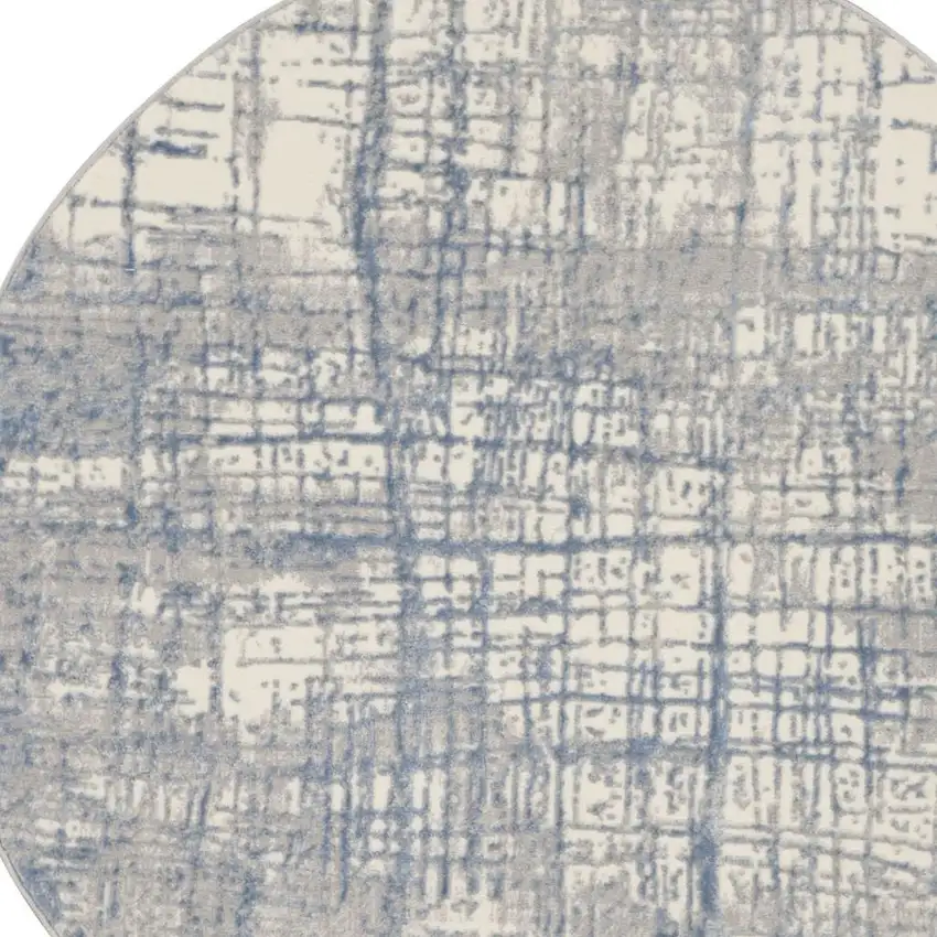 4' Ivory Abstract Power Loom Round Rug Photo 4