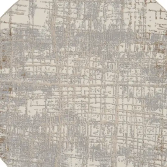 4' Ivory Abstract Power Loom Round Rug Photo 9