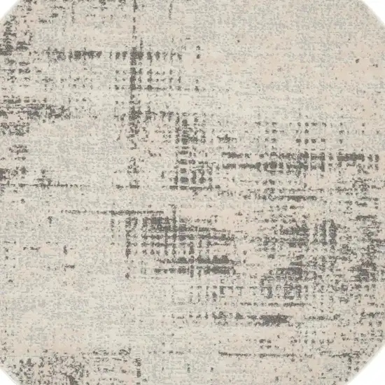 4' Ivory Abstract Power Loom Round Rug Photo 4