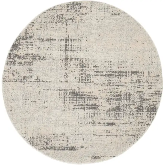 4' Ivory Abstract Power Loom Round Rug Photo 2