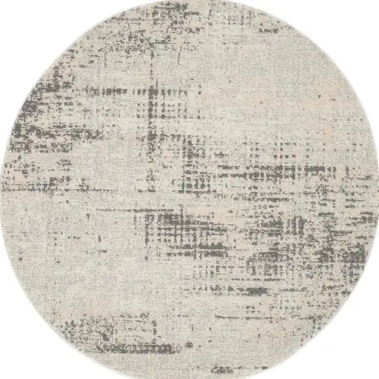4' Ivory Abstract Power Loom Round Rug Photo 3