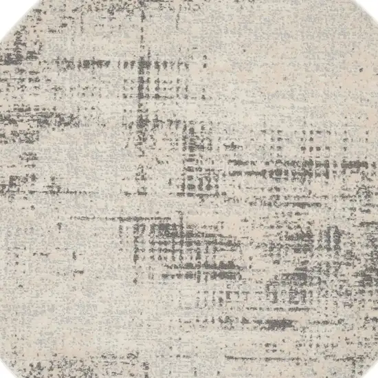 4' Ivory Abstract Power Loom Round Rug Photo 7