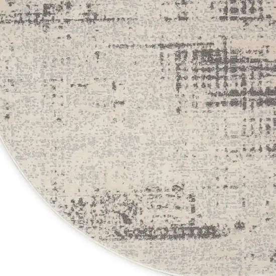 4' Ivory Abstract Power Loom Round Rug Photo 8