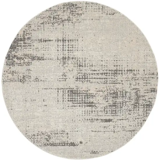 6' Ivory Abstract Power Loom Round Rug Photo 2