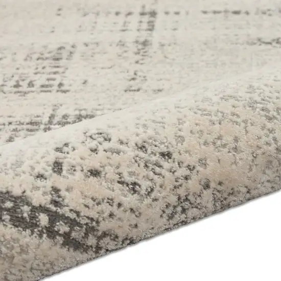 6' Ivory Abstract Power Loom Round Rug Photo 8