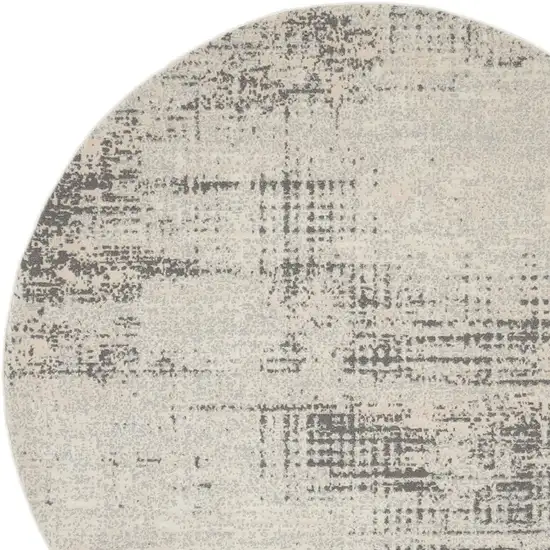 6' Ivory Abstract Power Loom Round Rug Photo 3