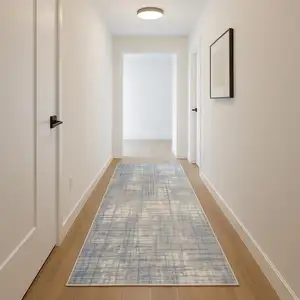 Photo of 10' Ivory Abstract Power Loom Runner Rug