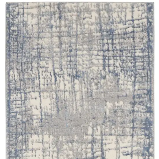 10' Ivory Abstract Power Loom Runner Rug Photo 4