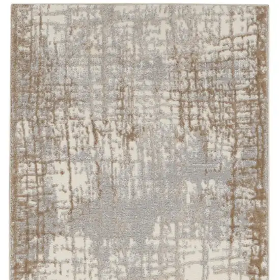10' Ivory Abstract Power Loom Runner Rug Photo 4