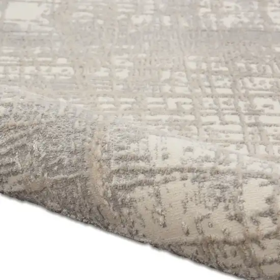 10' Ivory Abstract Power Loom Runner Rug Photo 7