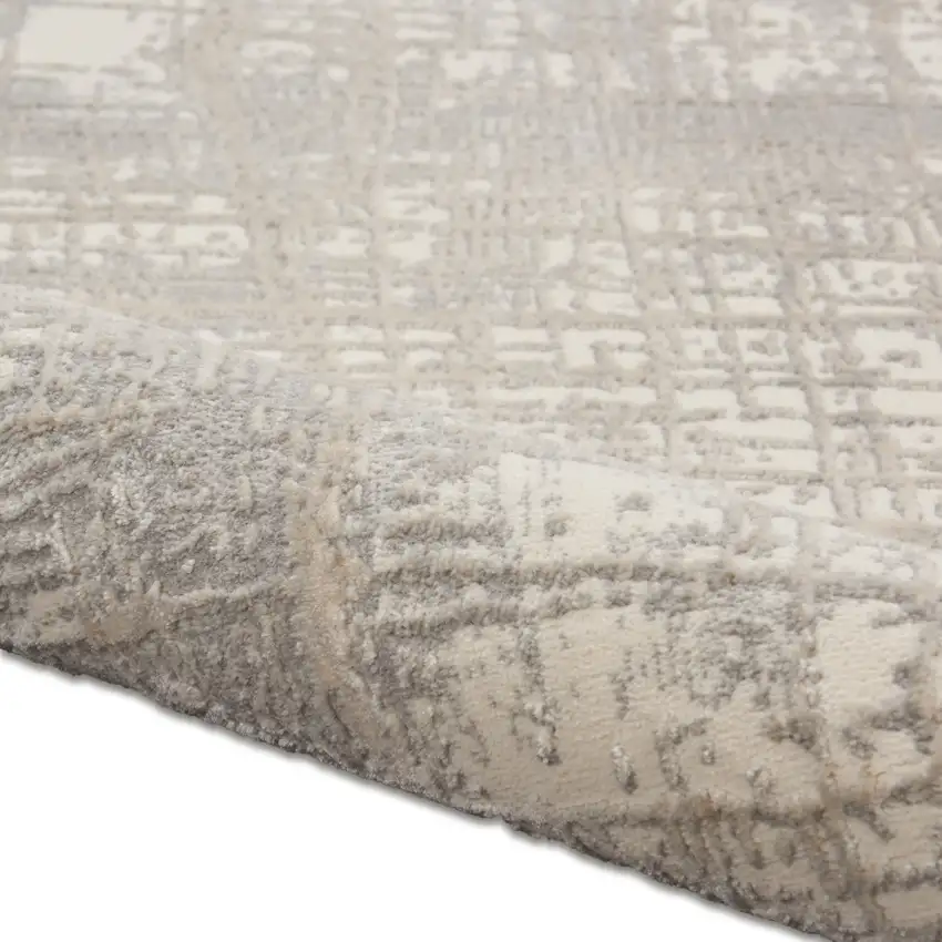 10' Ivory Abstract Power Loom Runner Rug Photo 7