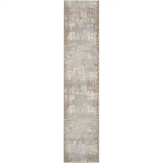 10' Ivory Abstract Power Loom Runner Rug Photo 2
