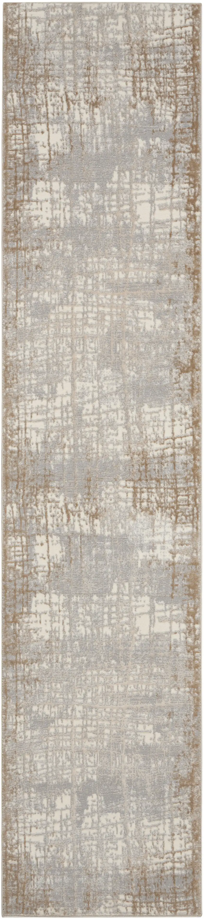 10' Ivory Abstract Power Loom Runner Rug Photo 2
