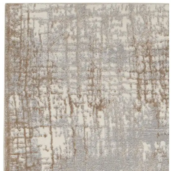 10' Ivory Abstract Power Loom Runner Rug Photo 3