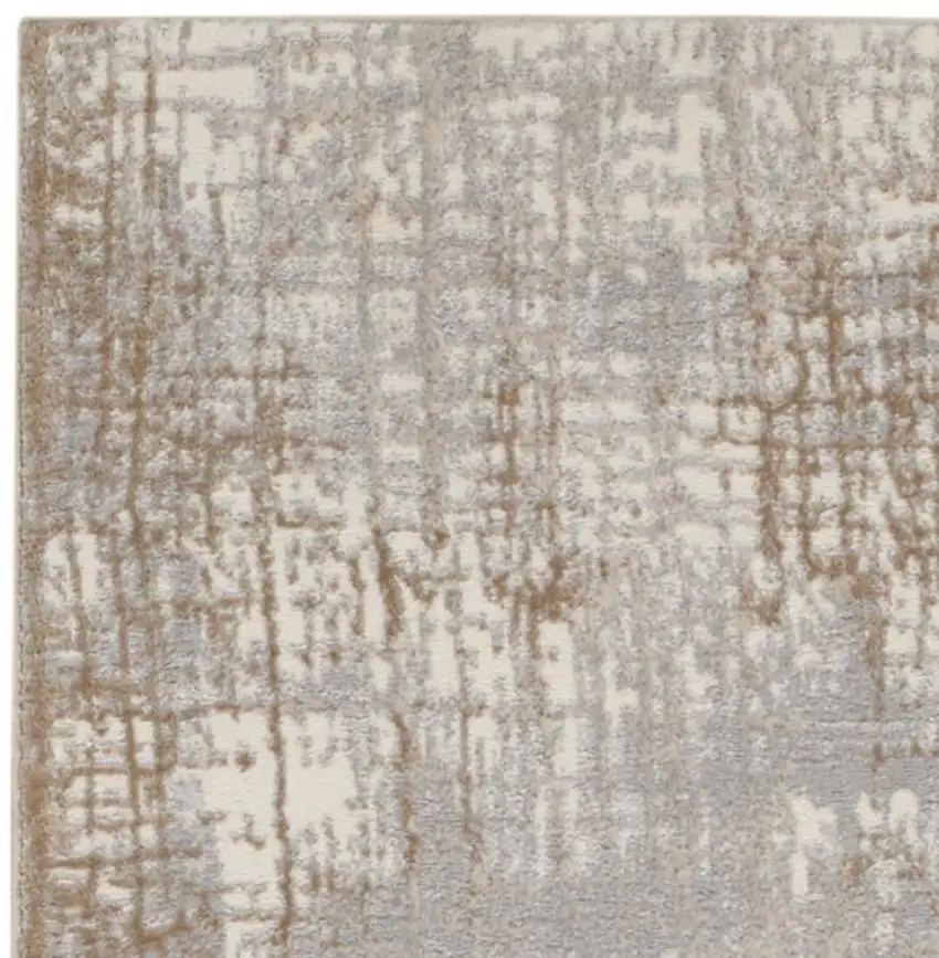 10' Ivory Abstract Power Loom Runner Rug Photo 3