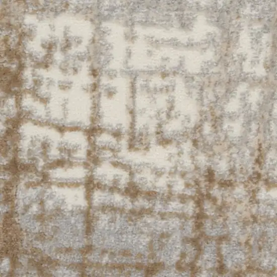10' Ivory Abstract Power Loom Runner Rug Photo 8