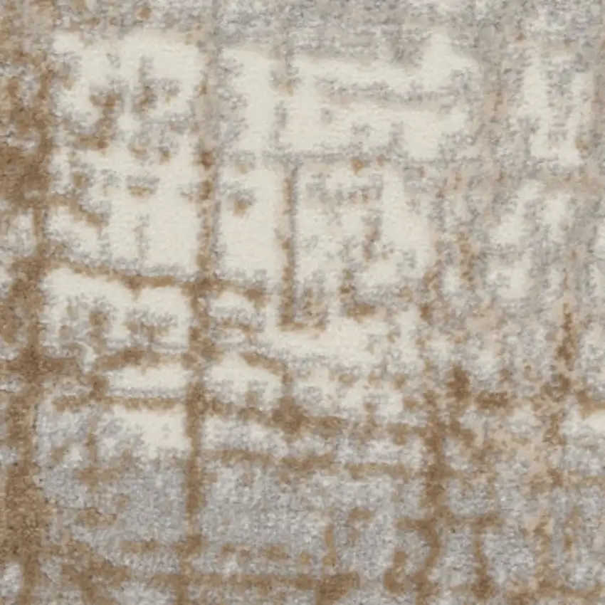10' Ivory Abstract Power Loom Runner Rug Photo 8
