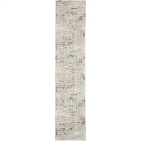 10' Ivory Abstract Power Loom Runner Rug Photo 2