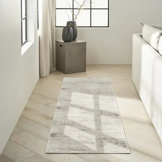 10' Ivory Abstract Power Loom Runner Rug Photo 5