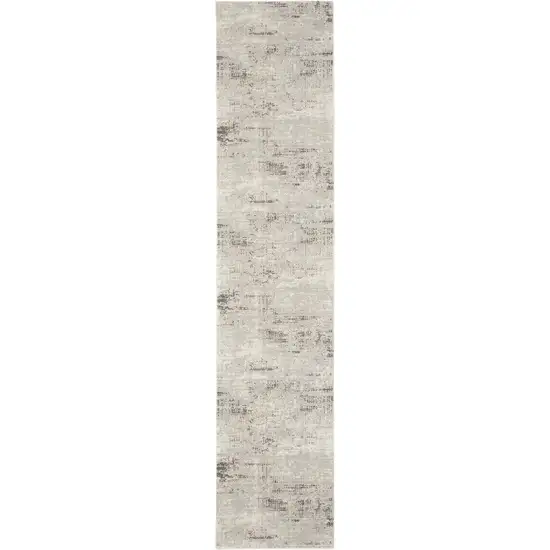 10' Ivory Abstract Power Loom Runner Rug Photo 4